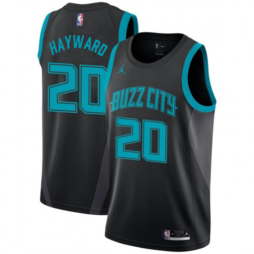 Personalized Hornets #20 Gordon Hayward Black NBA Jordan Swingman City Edition 2018 19 Jersey