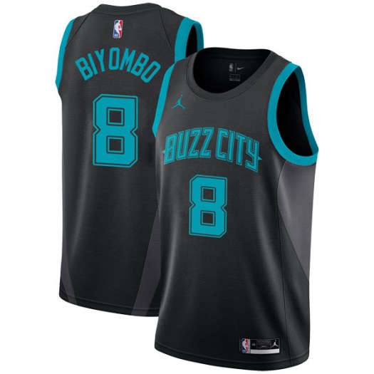 Personalized Hornets #8 Bismack Biyombo Black NBA Jordan Swingman City Edition 2018 19 Jersey