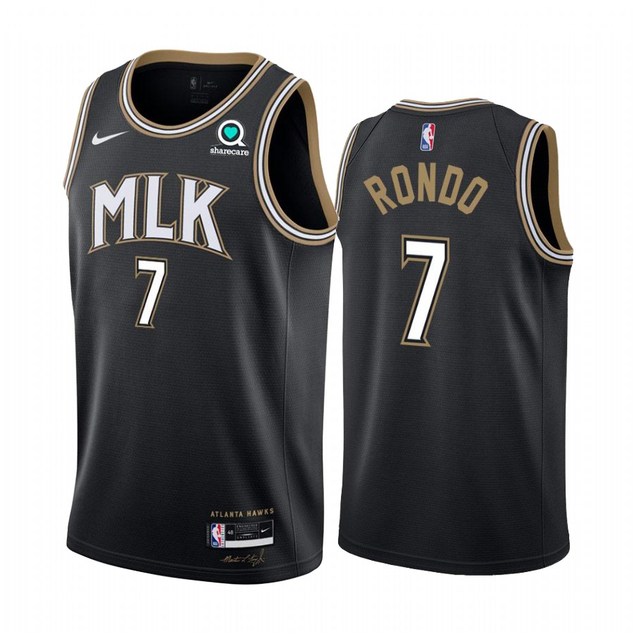 Personalized Hawks #7 Rajon Rondo Black NBA Swingman 2020-21 City Edition Jersey