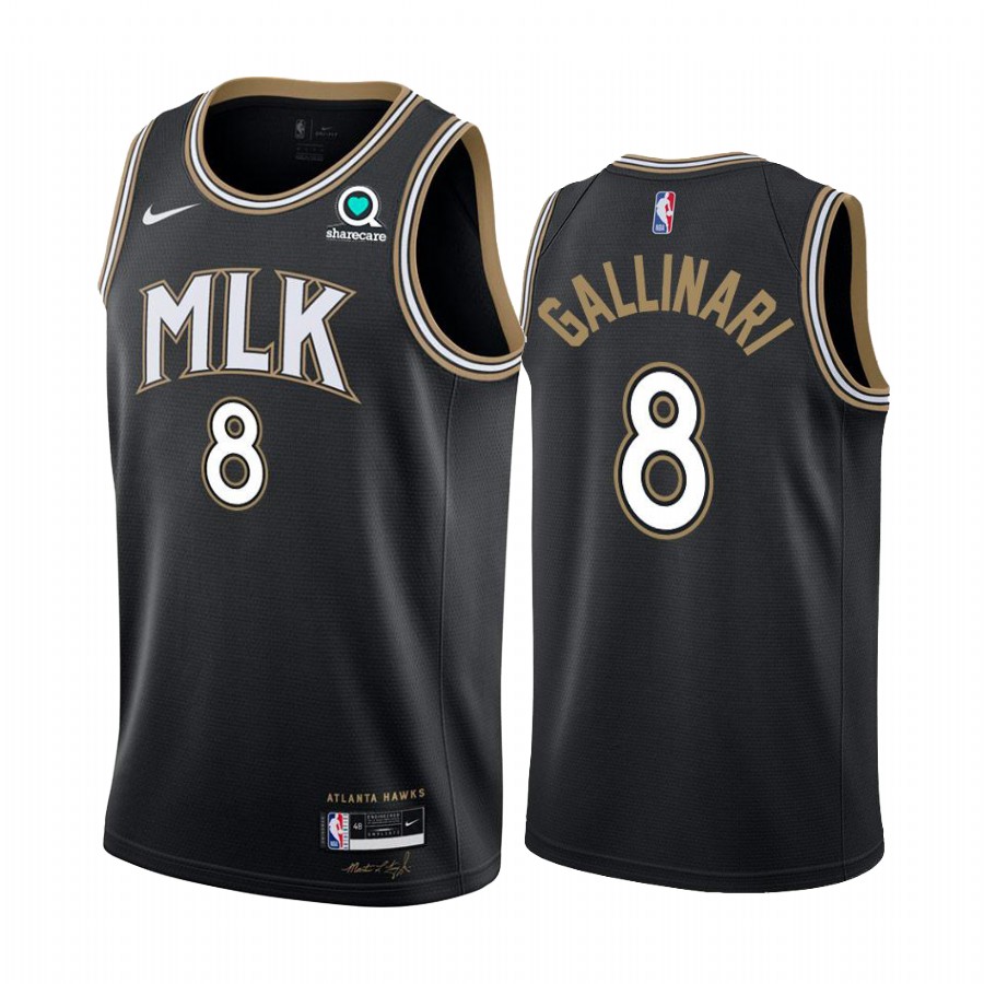 Personalized Hawks #8 Danilo Gallinari Black NBA Swingman 2020-21 City Edition Jersey