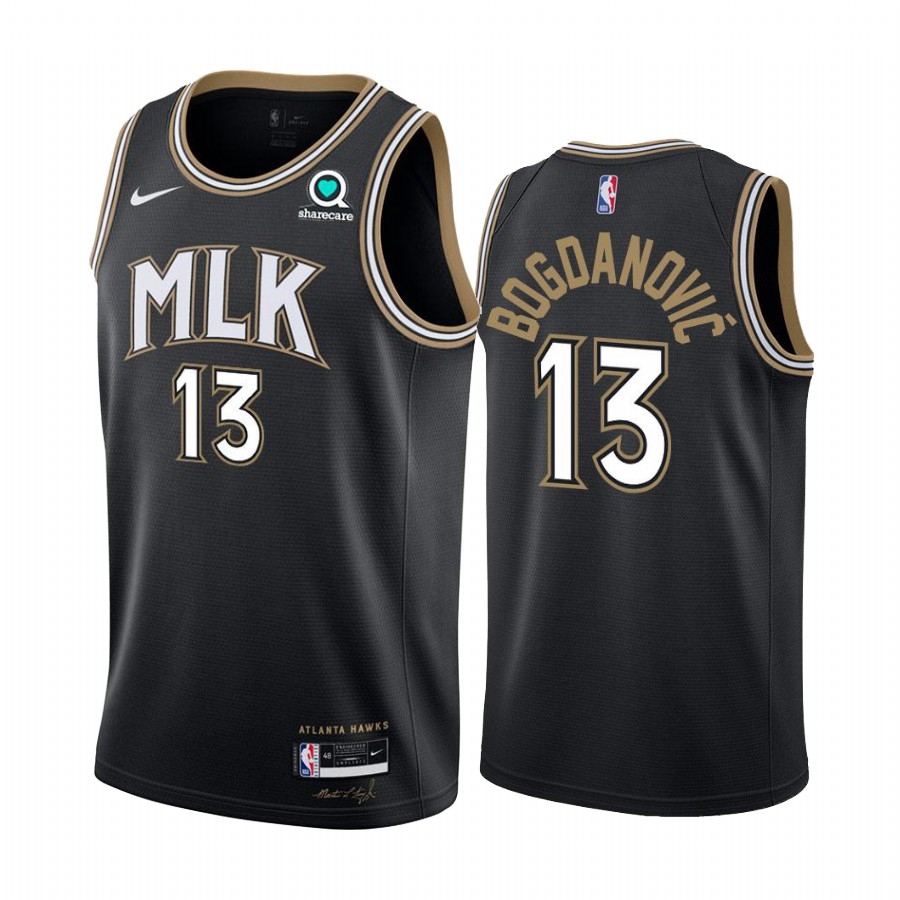 Personalized Hawks #13 Bogdan Bogdanovic Black NBA Swingman 2020-21 City Edition Jersey