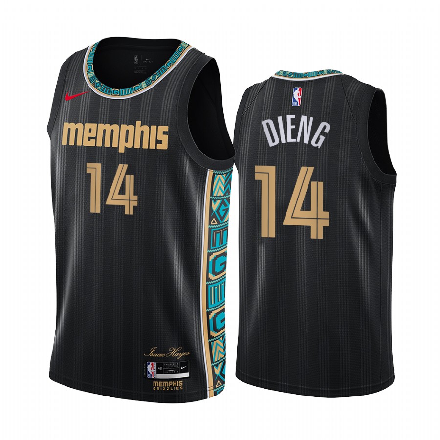 Personalized Grizzlies #14 Gorgui Dieng Black NBA Swingman 2020-21 City Edition Jersey