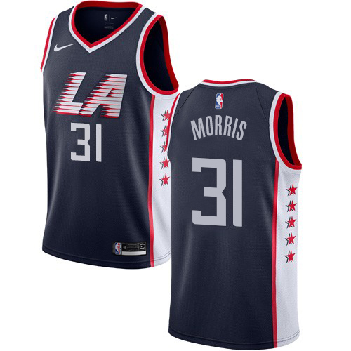 Personalized Clippers #31 Marcus Morris Navy NBA Swingman City Edition 2018 19 Jersey