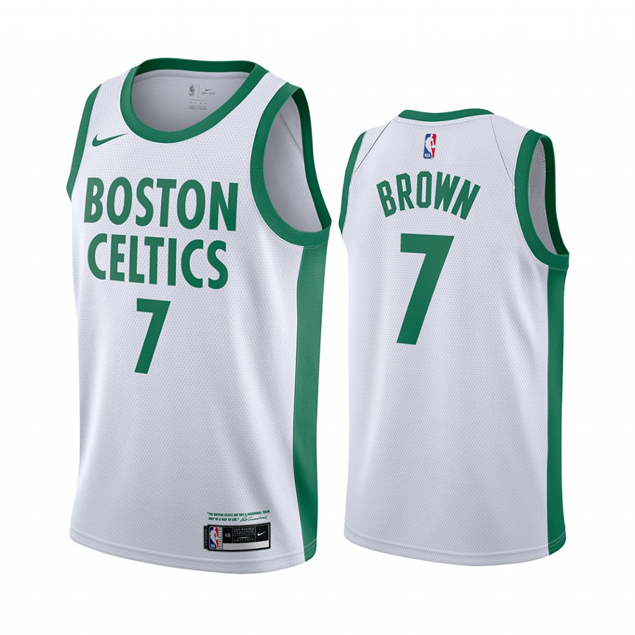 Personalized Celtics #7 Jaylen Brown White NBA Swingman 2020-21 City Edition Jersey