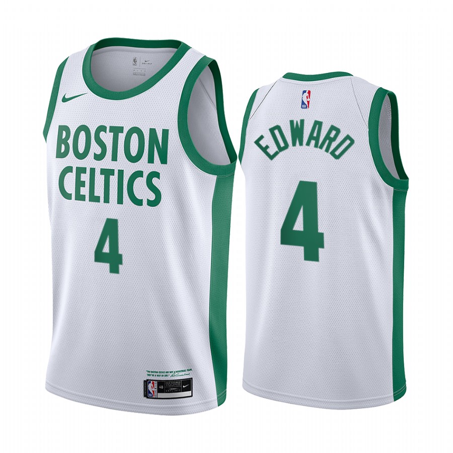 Personalized Celtics #4 Carsen Edward White NBA Swingman 2020-21 City Edition Jersey
