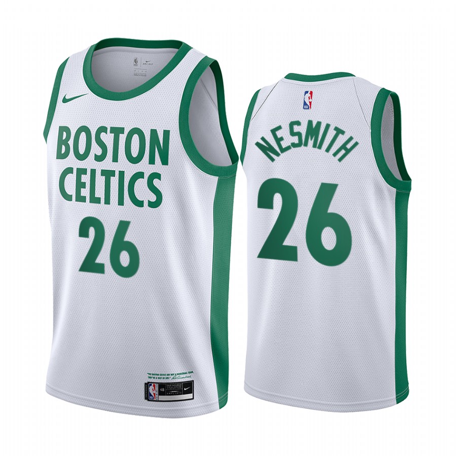 Personalized Celtics #26 Aaron Nesmith White NBA Swingman 2020-21 City Edition Jersey