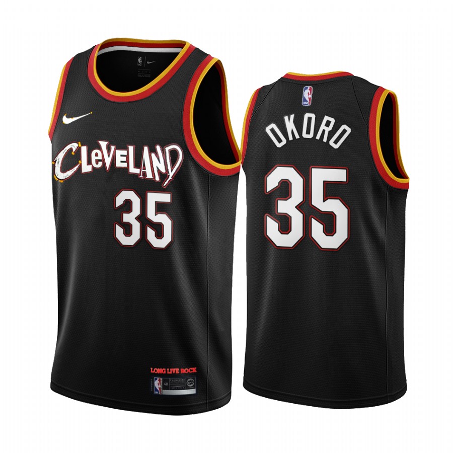 Personalized Cavaliers #35 Isaac Okoro Black NBA Swingman 2020-21 City Edition Jersey