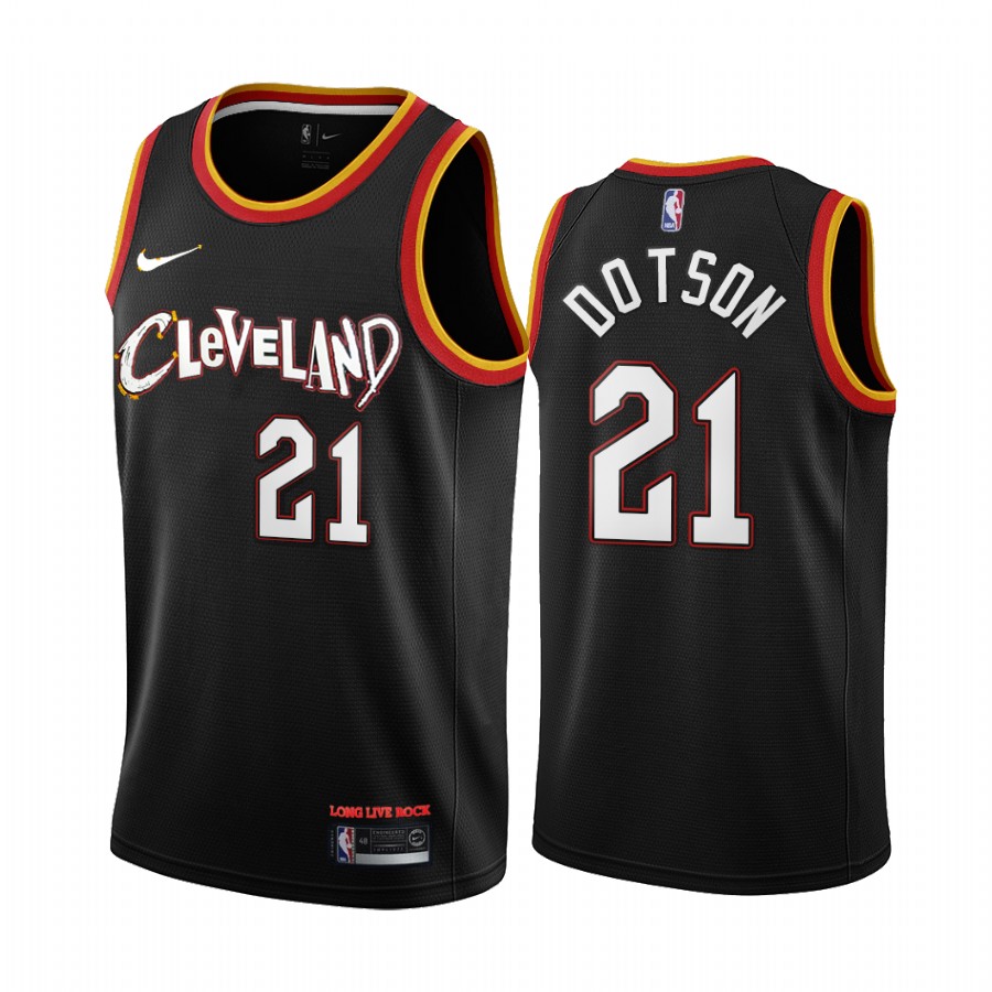 Personalized Cavaliers #21 Damyean Dotson Black NBA Swingman 2020-21 City Edition Jersey