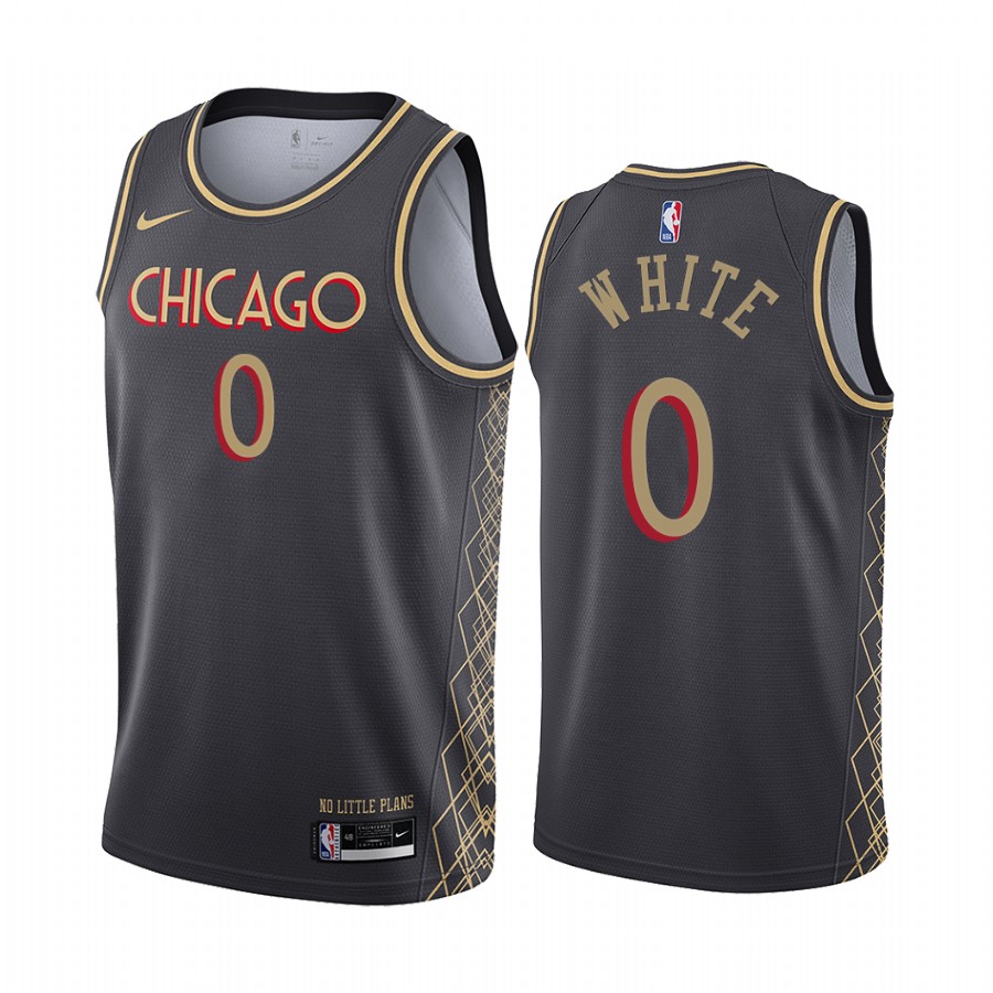 Personalized Bulls #0 Coby White Black NBA Swingman 2020-21 City Edition Jersey