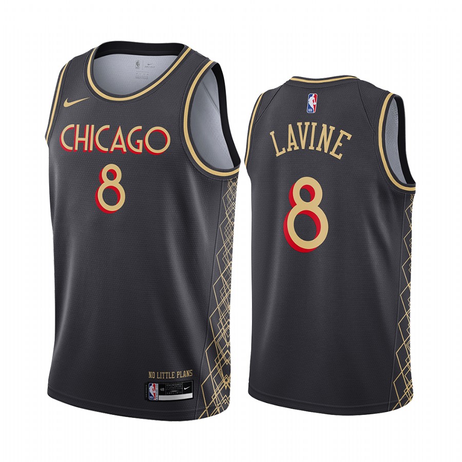 Personalized Bulls #8 Zach Lavine Black NBA Swingman 2020-21 City Edition Jersey