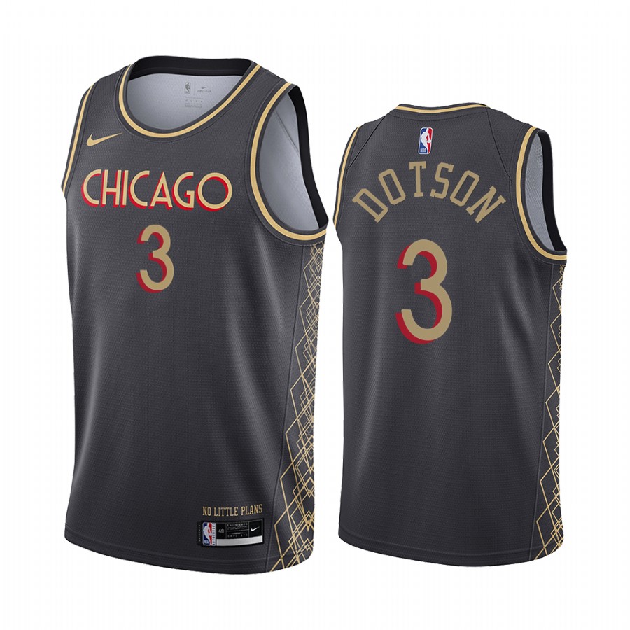Personalized Bulls #3 Devon Dotson Black NBA Swingman 2020-21 City Edition Jersey