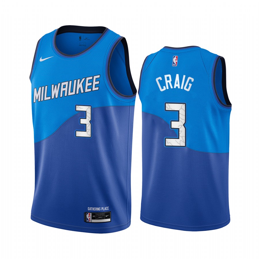 Personalized Bucks #3 Torrey Craig Blue NBA Swingman 2020-21 City Edition Jersey