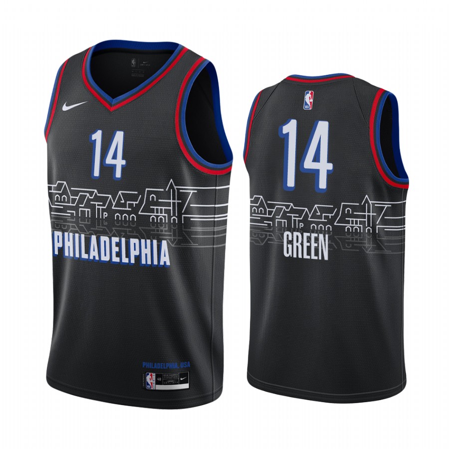 Personalized 76ers #14 Danny Green Black NBA Swingman 2020-21 City Edition Jersey
