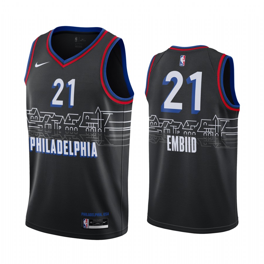 Personalized 76ers #21 Joel Embiid Black NBA Swingman 2020-21 City Edition Jersey