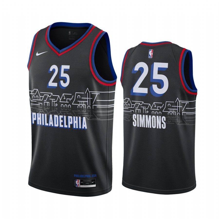 Personalized 76ers #25 Ben Simmons Black NBA Swingman 2020-21 City Edition Jersey