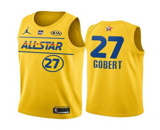Personalized Men’s 2021 All-Star Utah Jazz #27 Rudy Gobert Yellow Stitched NBA Jersey