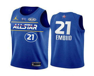 Personalized Men’s 2021 All-Star Philadelphia 76ers #21 Joel Embiid Blue Eastern Conference Stitched NBA Jersey