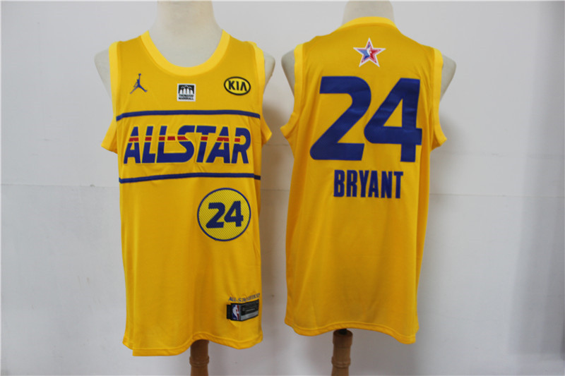 Personalized lakers 24 Kobe Bryant 2021 All Star Game Yellow Swingman Jersey
