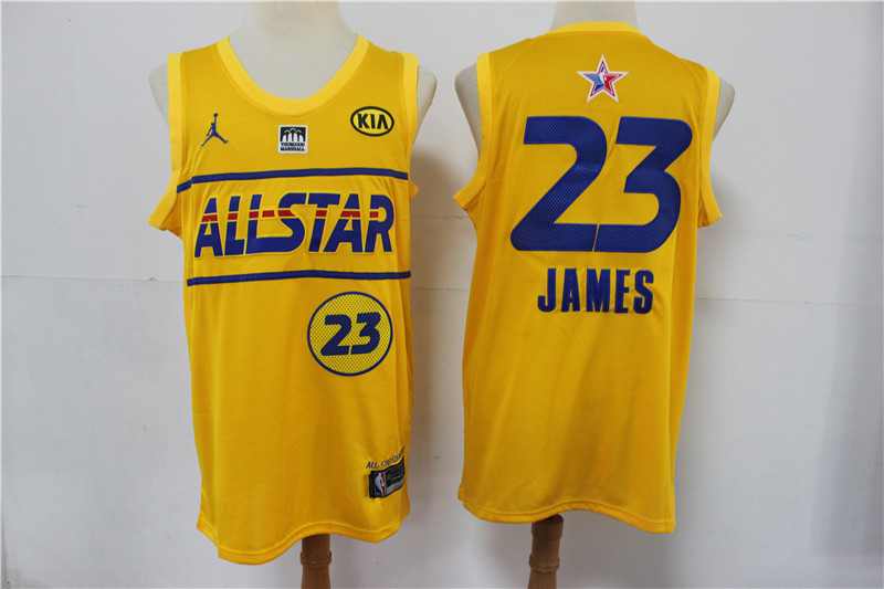 Personalized lakers 23 LeBron James 2021 All Star Game Yellow Swingman Jersey