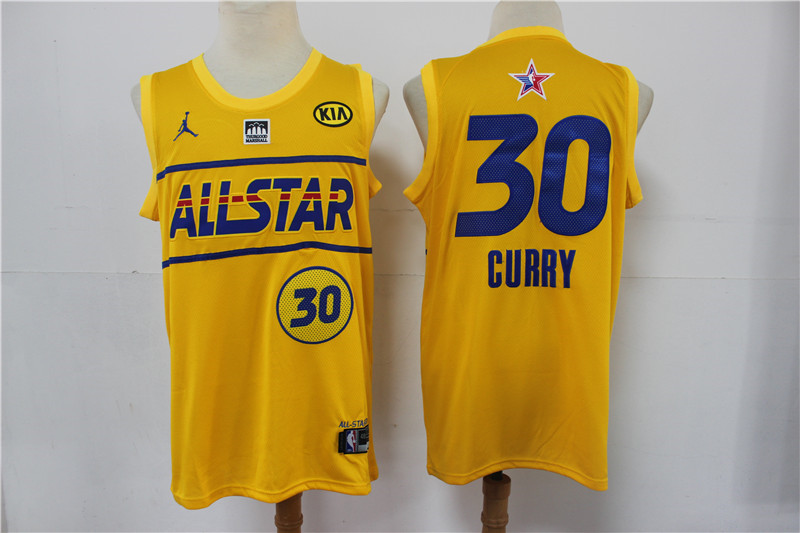 Personalized warriors 30 Stephen Curry 2021 All Star Game Yellow Swingman Jersey