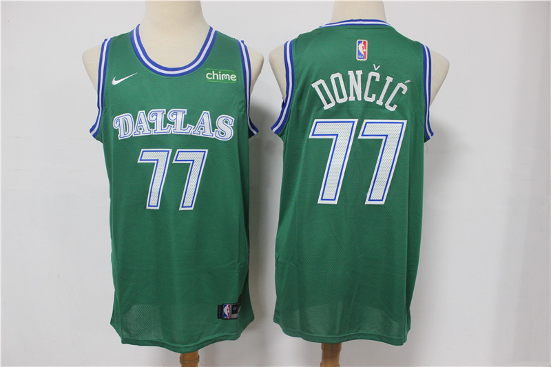 Personalized Mavericks 77 Luka Doncic Green Swingman Jersey