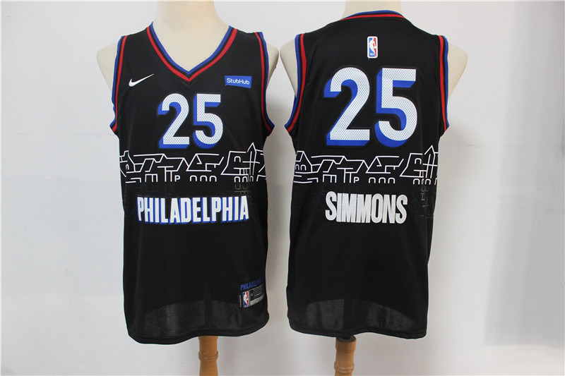 Personalized 76ers 25 Ben Simmons Black 2020 21 City Edition Swingman Jersey