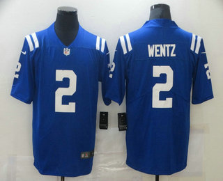Personalized Men’s Indianapolis Colts #2 Carson Wentz Royal Blue 2020 Untouchable Stitched NFL Limited Jersey