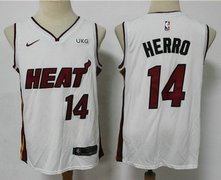 Personalized Men’s Miami Heat #14 Tyler Herro White 2021 Swingman Stitched NBA Jersey With The NEW Sponsor Logo