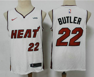 Personalized Men’s Miami Heat #22 Jimmy Butler White 2021 Swingman Stitched NBA Jersey With The NEW Sponsor Logo