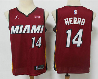 Personalized Men’s Miami Heat #14 Tyler Herro Red 2020 Brand Jordan Swingman Stitched NBA Jersey With The NEW Sponsor Logo