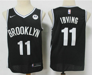 Personalized Men’s Brooklyn Nets #11 Kyrie Irving Black 2019 New Season Swingman City Edition Jersey With The NEW Sponsor Logo