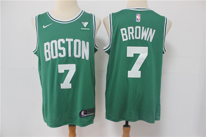 Personalized Men’s Boston Celtics #7 Jaylen Brown Green 2021 Swingman Stitched NBA Jersey With NEW Sponsor Logo