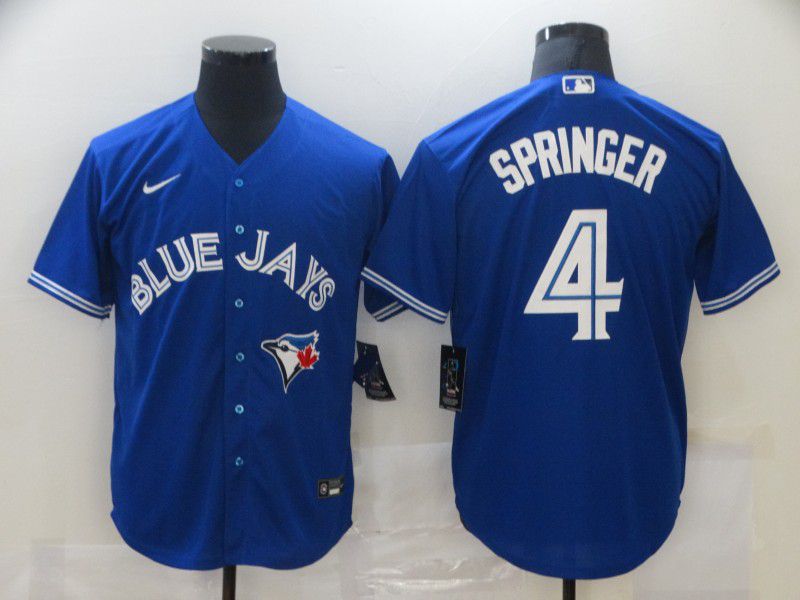 Personalized Men’s Toronto Blue Jays #4 George Springer Blue Stitched MLB Cool Base Jersey