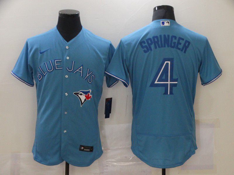 Personalized Men’s Toronto Blue Jays #4 George Springer Blue Stitched MLB Flex Base Jersey