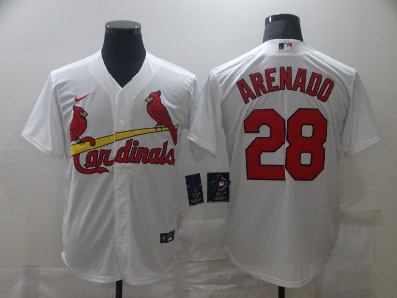 Personalized Men’s St. Louis Cardinals #28 Nolan Arenado White Stitched MLB Cool Base Jersey