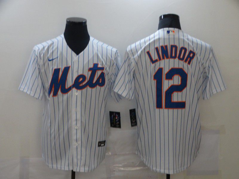 Personalized Men’s New York Mets #12 Francisco Lindor White Stitched MLB Cool Base Jersey