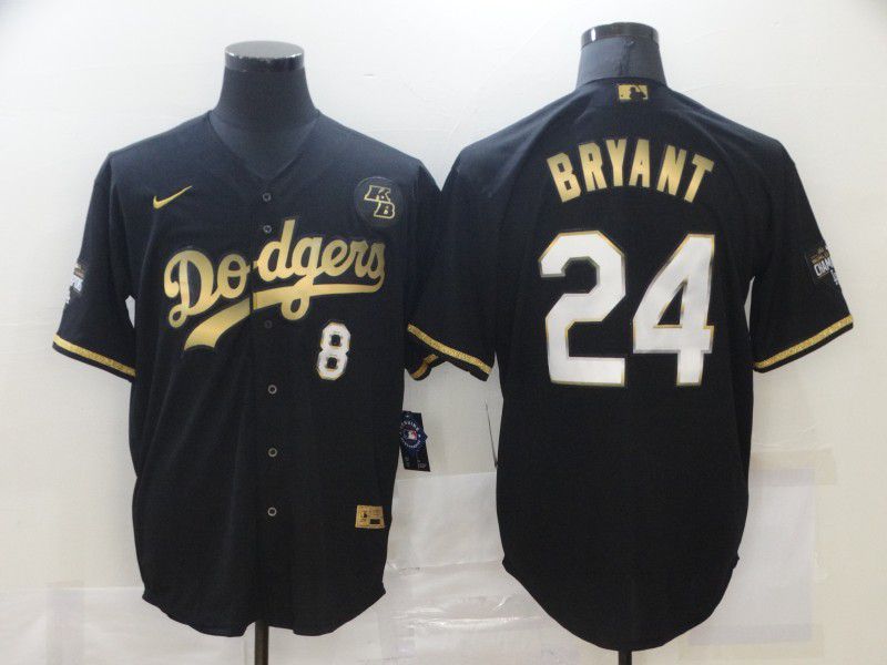 Personalized Men’s Los Angeles Dodgers #8 #24 Kobe Bryant Black Gold Stitched MLB Cool Base Jersey