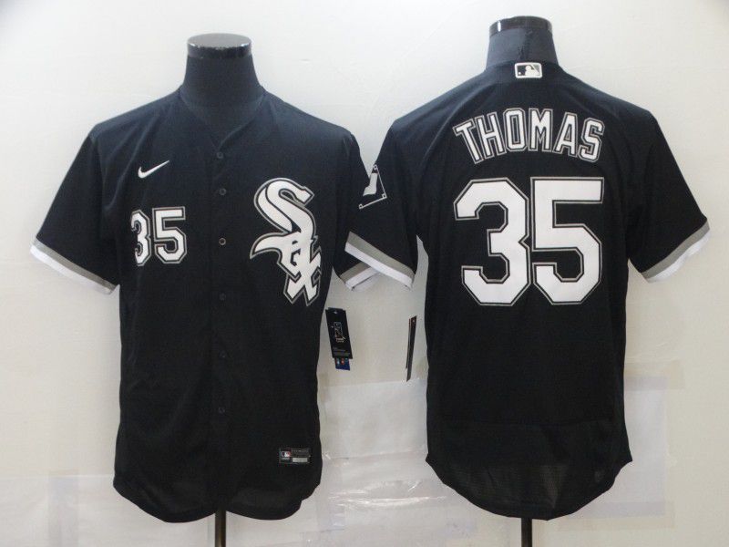 Personalized Men’s Chicago White Sox #35 Frank Thomas Black Stitched MLB Flex Base Jersey