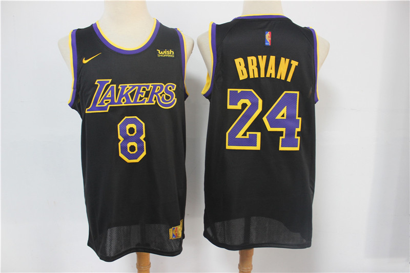 Personalized Men’s Los Angeles Lakers #8 #24 Kobe Bryant Black Swingman 2021 Earned Edition Stitched Jersey With NEW Sponsor Logo
