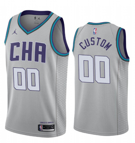 Personalized Men’s Charlotte Hornets Name Number Jersey 2019-20 Gray City Edition