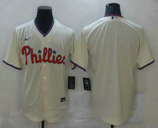 Personalized Men’s Philadelphia Phillies Blank Cream Stitched MLB Cool Base Jersey