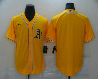 Personalized Men’s Oakland Athletics Blank Yellow Stitched MLB Cool Base Jersey