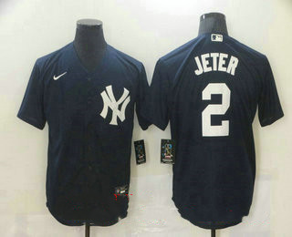 Personalized Men’s New York Yankees #2 Derek Jeter Navy Blue Stitched MLB Cool Base Jersey