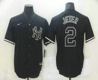 Personalized Men’s New York Yankees #2 Derek Jeter Black Fashion Stitched MLB Cool Base Jersey