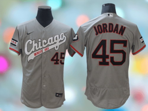 Personalized Men’s Chicago White Sox #45 Michael Jordan Retired Grey Retro 2016 Flexbase Jersey