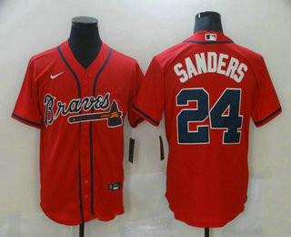 Personalized Men’s Atlanta Braves #24 Deion Sanders Red Stitched MLB Cool Base Jersey
