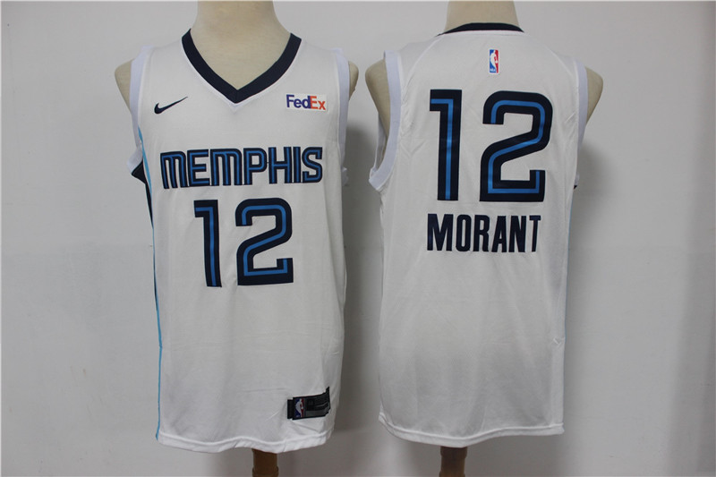 Personalized Men’s Memphis Grizzlies #12 Ja Morant White 2019 Swingman
