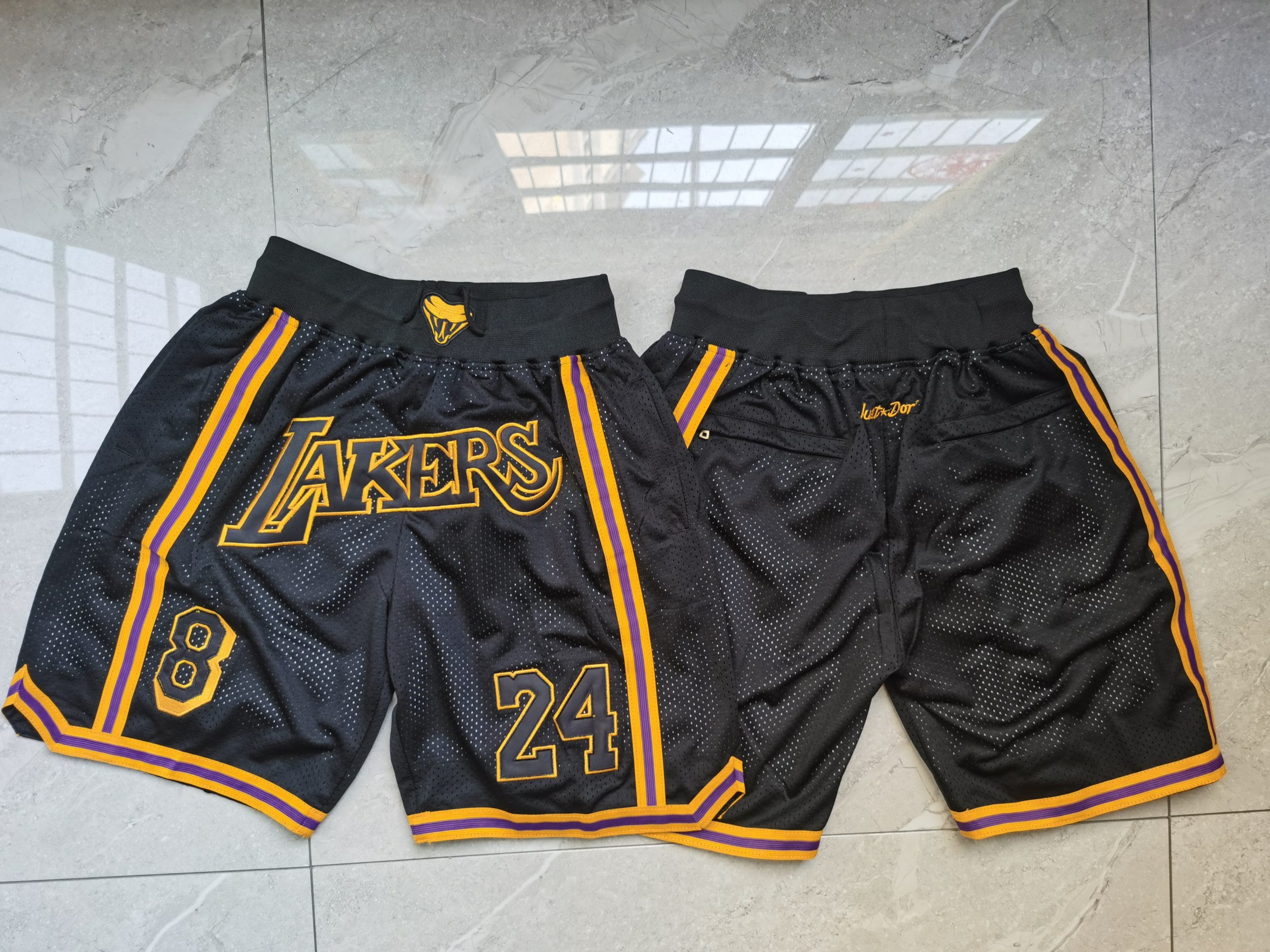 Personalized Lakers Teams Black 8 & 24 Just Don With Pocket Swingman Shorts