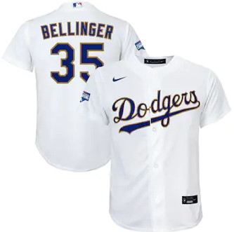 Personalized Youth Los Angeles Dodgers #35 Cody Bellinger White Gold 2021 Gold Program Player Jersey