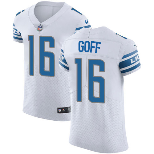 Personalized Detroit Lions #16 Jared Goff White Men’s Stitched NFL New Elite Jersey